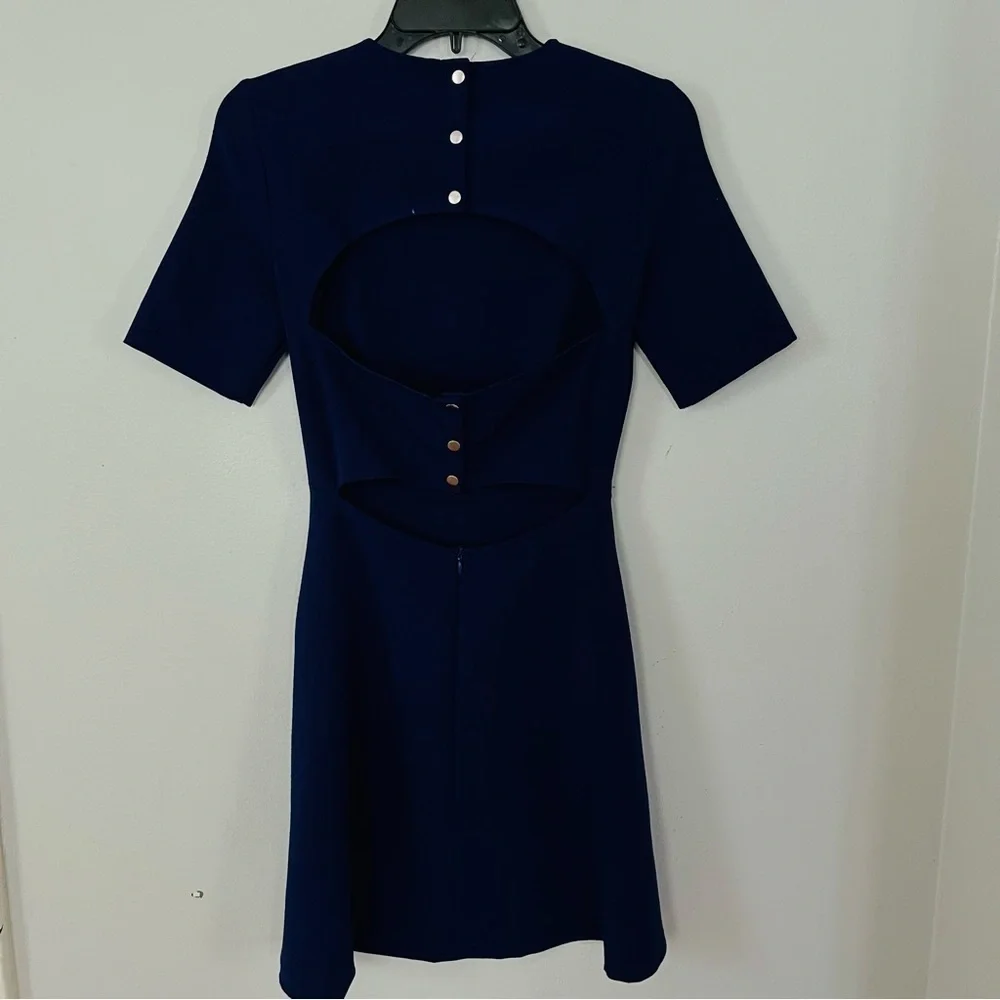 ZARA 2016 style Mini Dress – Navy Blue Short Sleeve Fit & Flare – XS - Picture 4 of 6